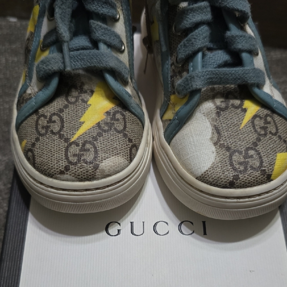 Gucci Kids Sneakers - Gray and Yellow Lightning